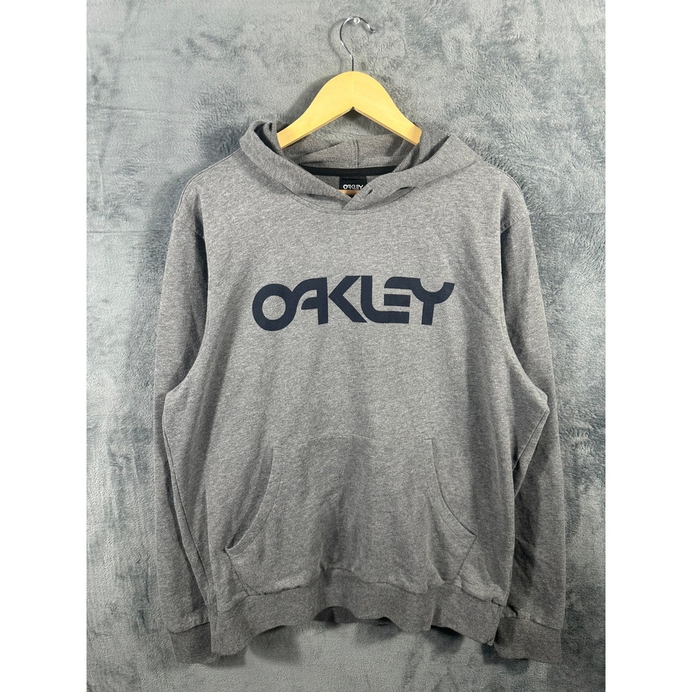 Oakley Hoodie Mens XXL Gray Blue Logo Custom Fit Pullover Sweatshirt CA 35460